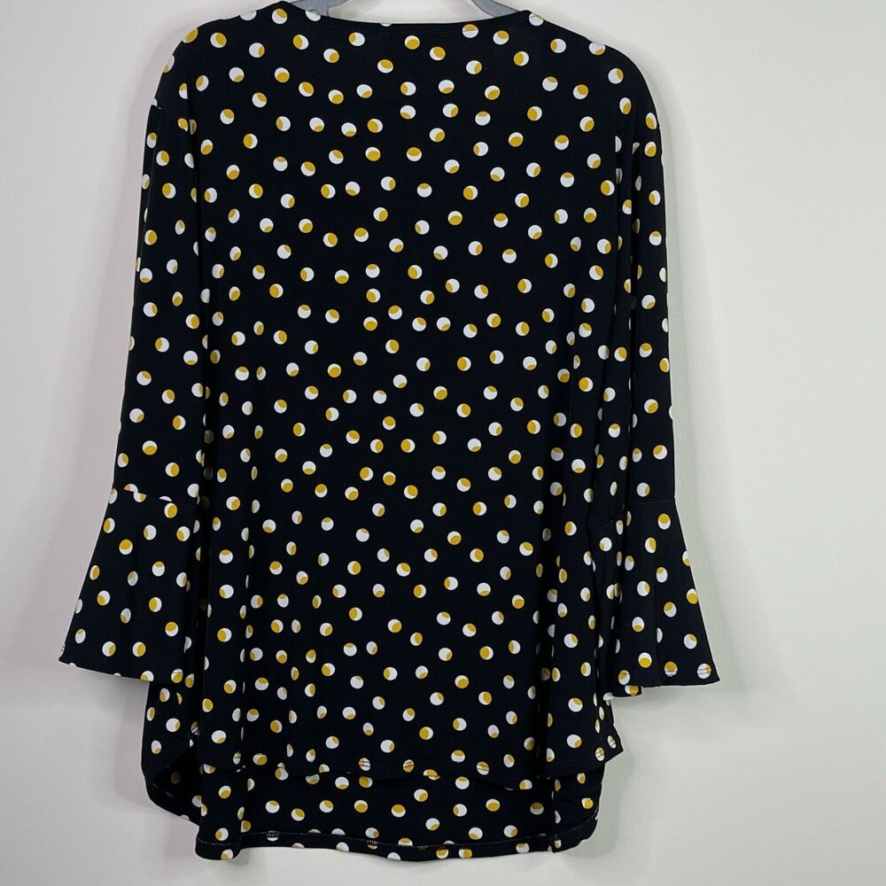 Carmen Marc Valvo Polka Dot Y2K Bell Sleeve Blouse Women's Size 2X - Picture 7 of 8
